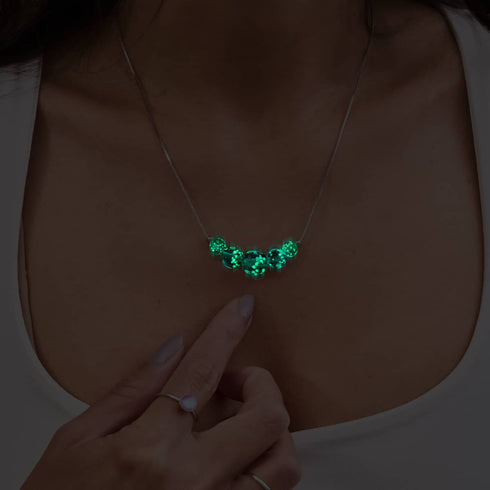 Merlot | 925er Sterlingsilber | Halskette mit Glühwürmchen-Glas-Unendlichkeitsverschluss